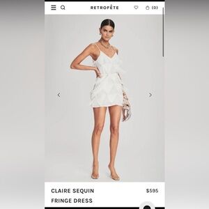 Retrofete white Claire sequin fringe dress size small. Bachelorette lwd